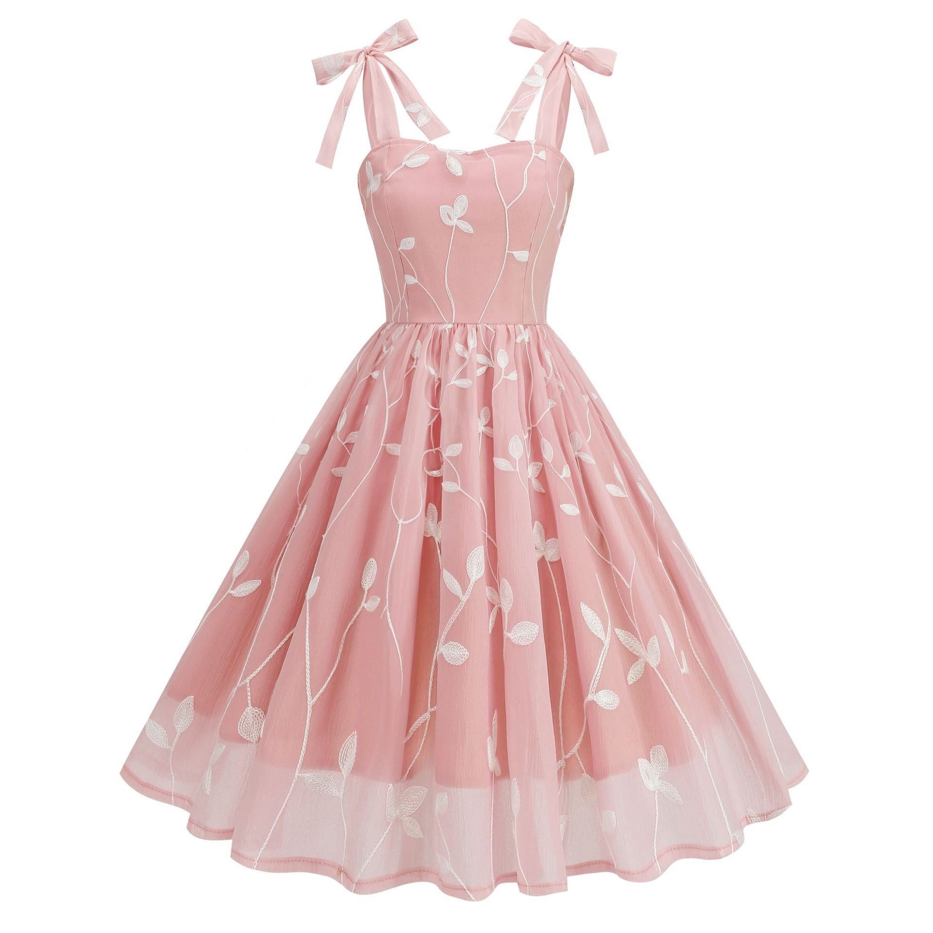 Vintage Embroidery Suspender Dress