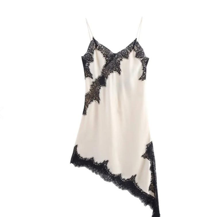 Elegant Lace Asymmetric Suspender Dress