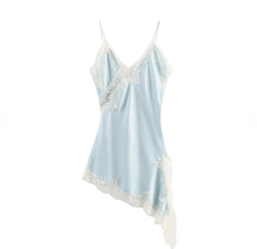 Elegant Lace Asymmetric Suspender Dress