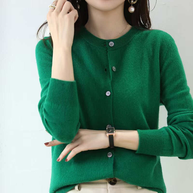 Women's Round Neck Knitted Cardigan