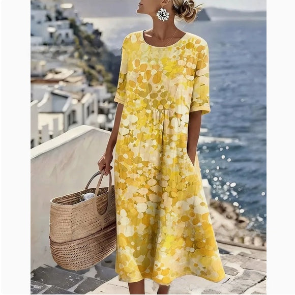Women V-Neck Pleated Dress
