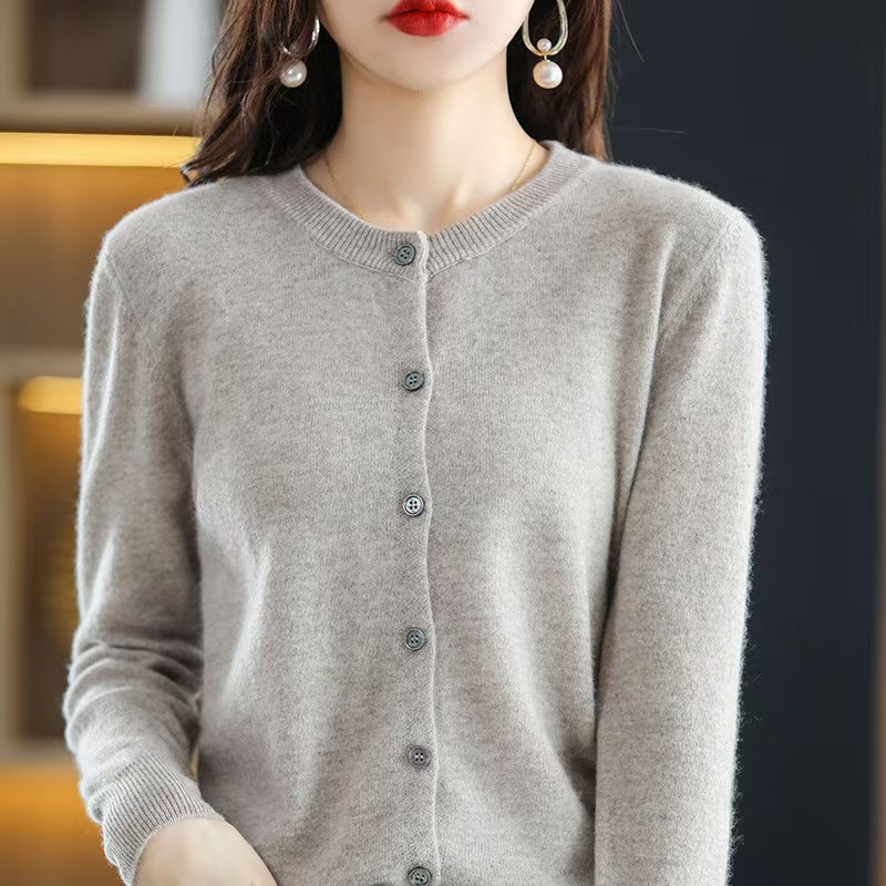 Women's Round Neck Knitted Cardigan