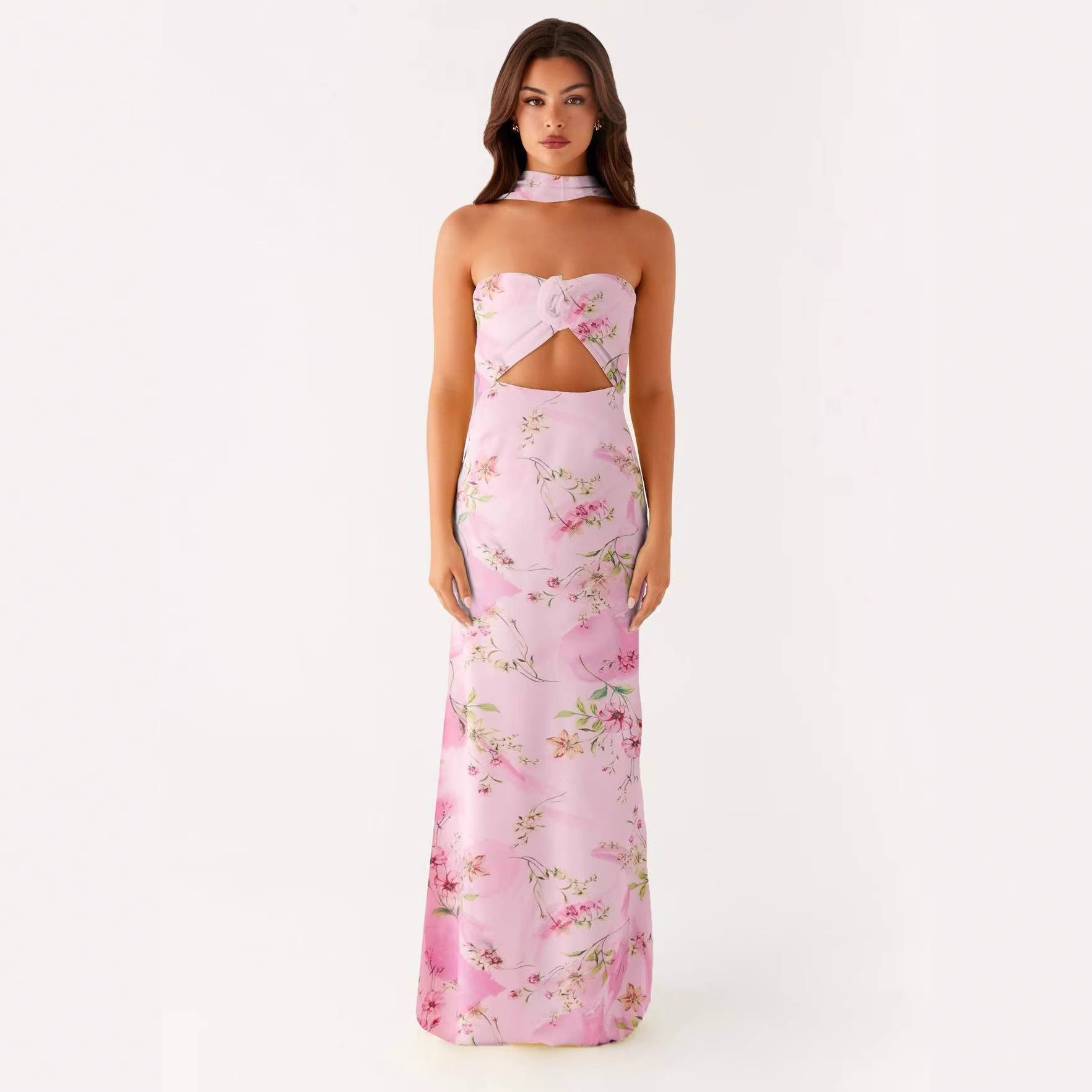 Floral Cut Out Backless Summer Dress