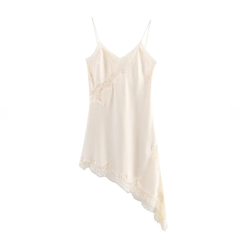 Elegant Lace Asymmetric Suspender Dress