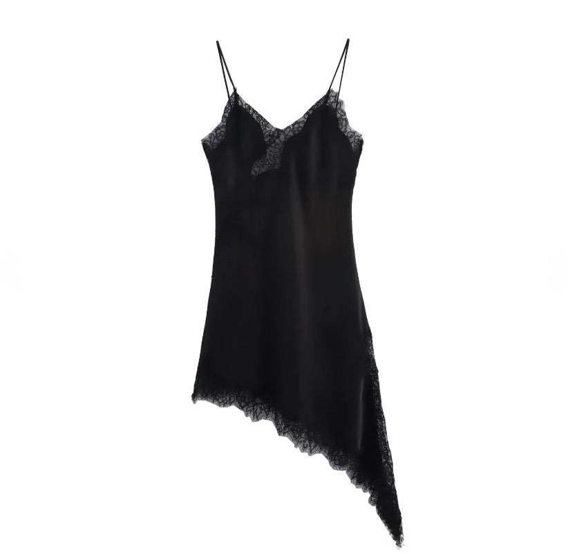 Elegant Lace Asymmetric Suspender Dress