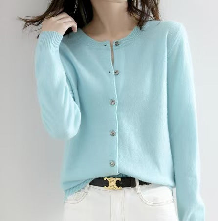 Women's Round Neck Knitted Cardigan