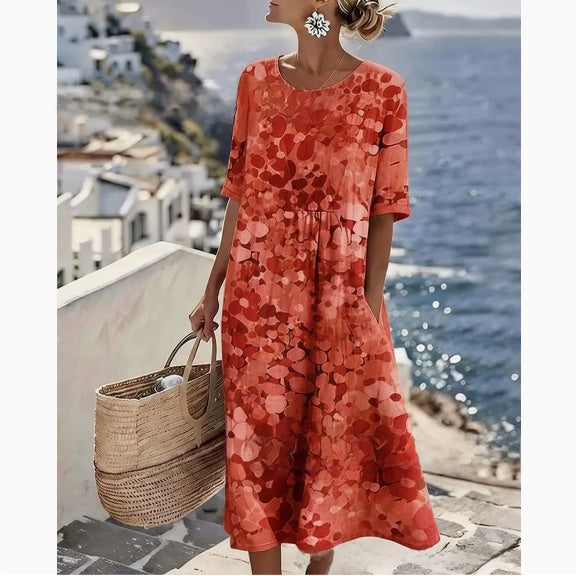 Women V-Neck Pleated Dress