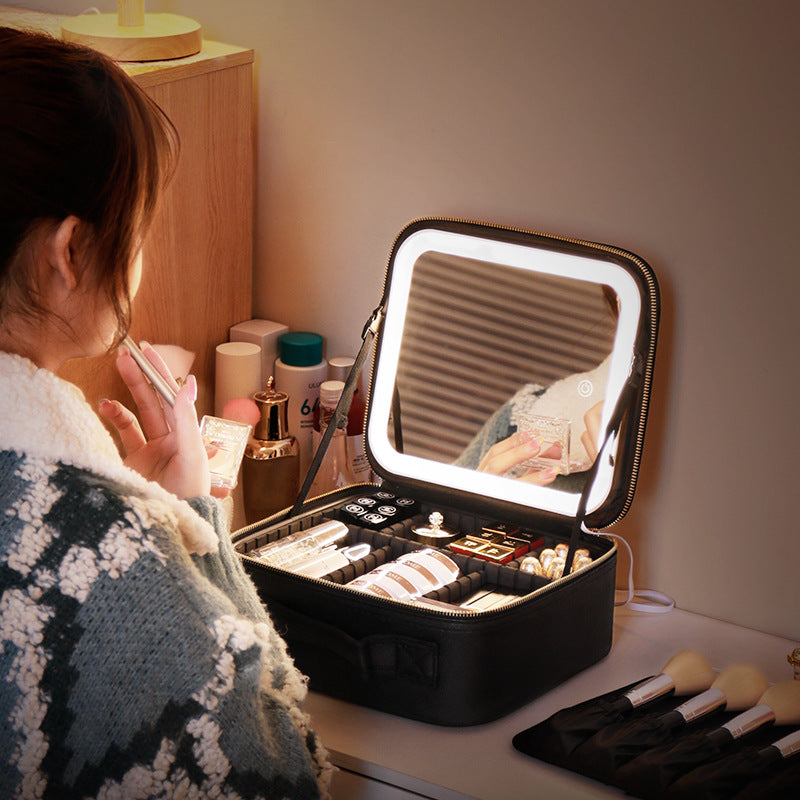 Cosmetic Bag with Mirror and LED Light