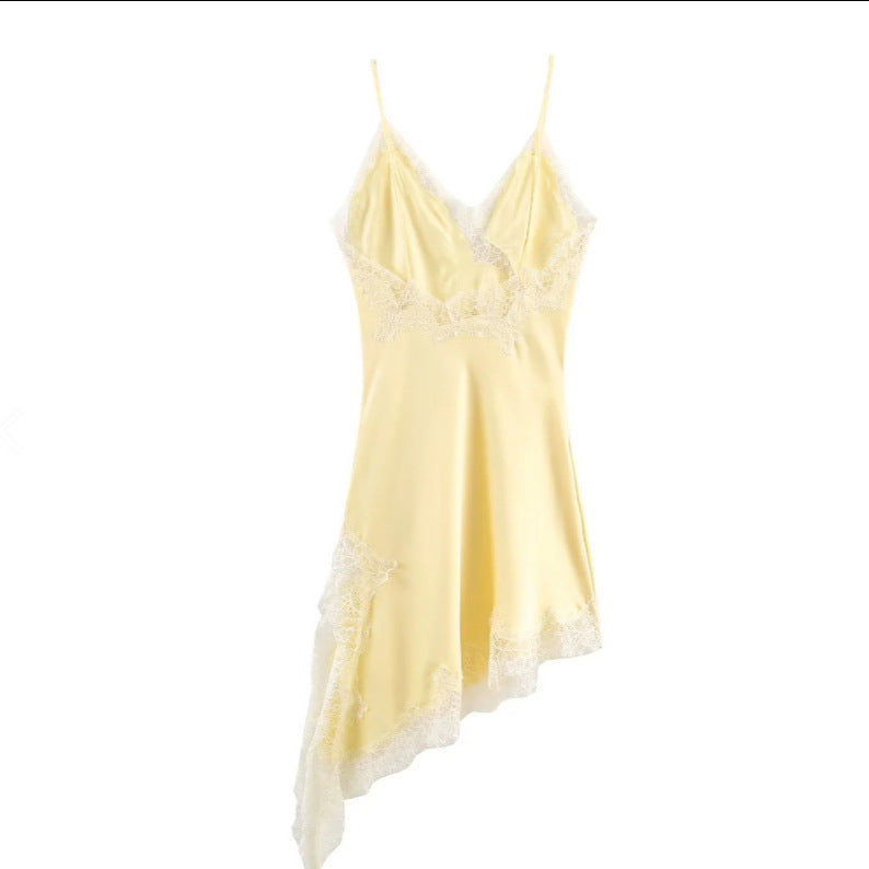Elegant Lace Asymmetric Suspender Dress