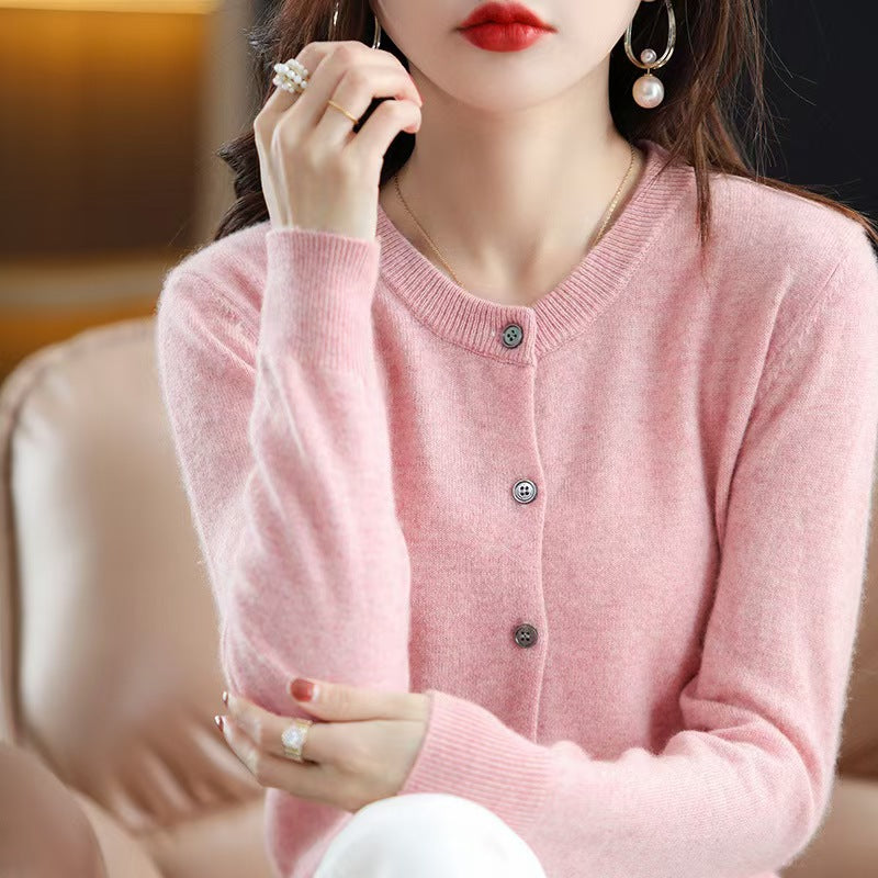 Women's Round Neck Knitted Cardigan