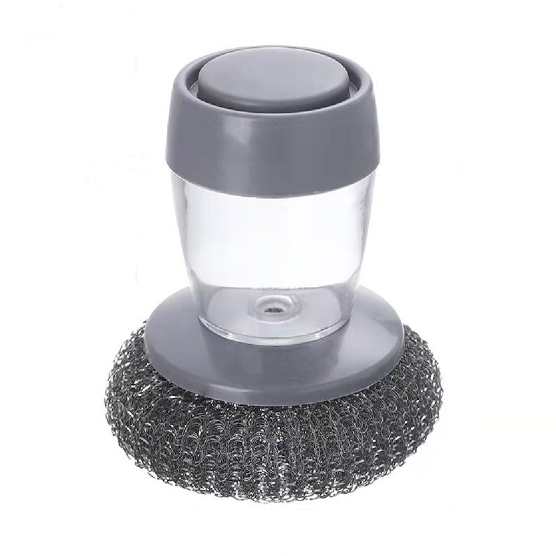 Automatic Liquid Dispensing Pot Cleaning Brush with Interchangeable Heads