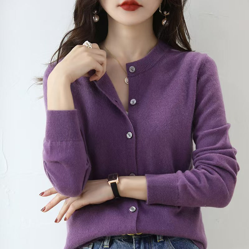 Women's Round Neck Knitted Cardigan