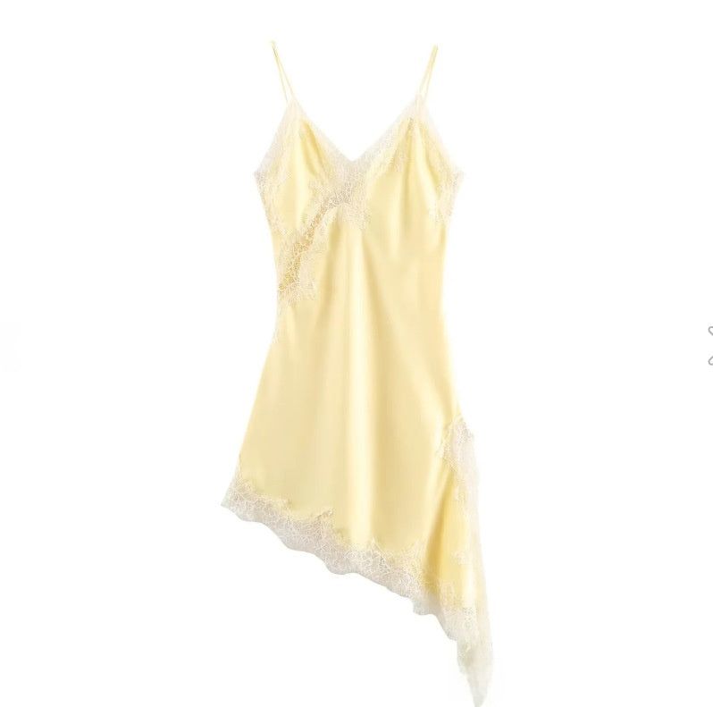 Elegant Lace Asymmetric Suspender Dress